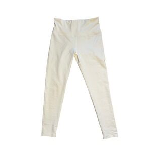 Stay The Path High Waisted Textured Jacquard Leggings Cream Off-White Size M